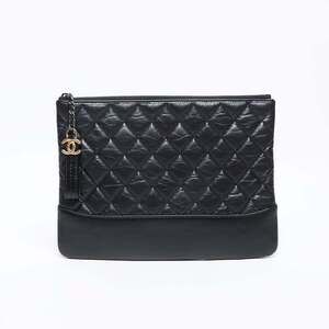 CHANEL Black Leather Clutch Bag